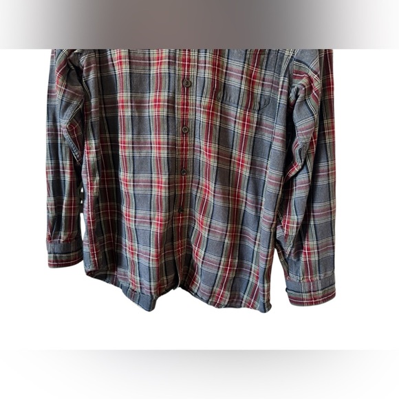 L.L.Bean Scotch Plaid Relaxed Fit Flannel Shirt Grey Button Up Long Sleeve L - Picture 5 of 9